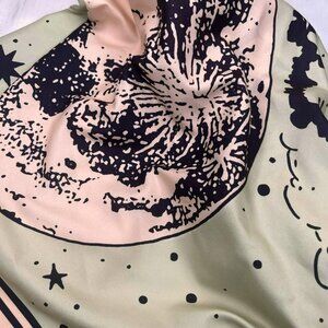 Silk Satin Scarf - "The Moon" - 75x75 cm